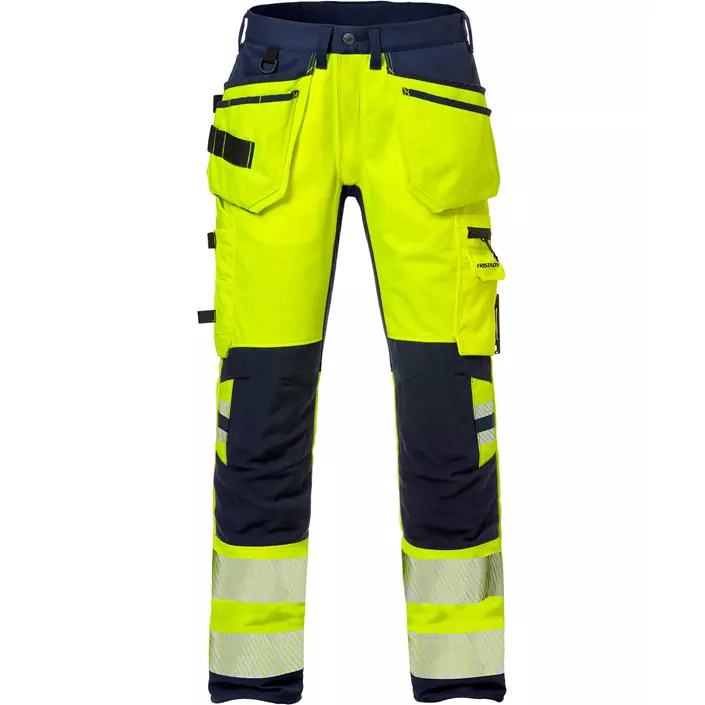 Fristads craftsman trousers 2707 PLU, Hi-Vis yellow/marine, large image number 0
