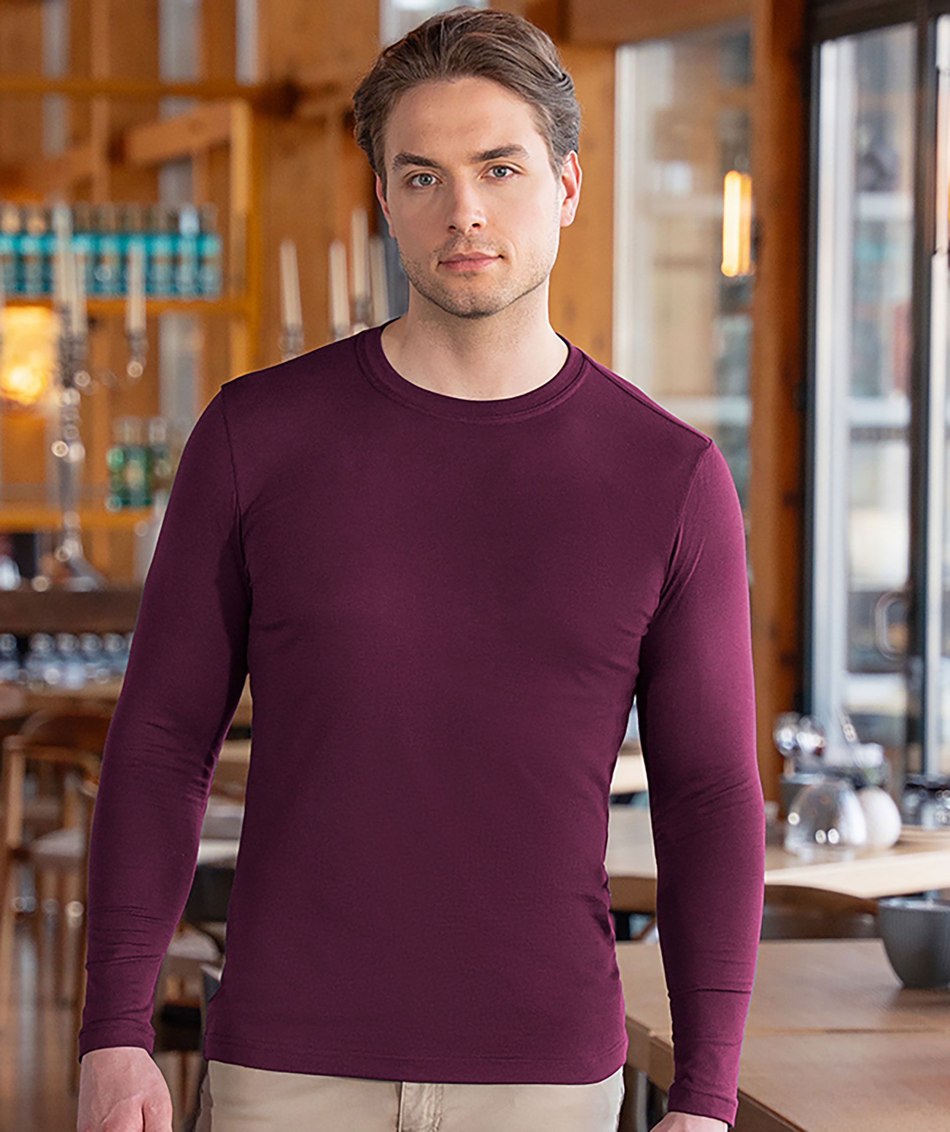 Karlowsky Casual-Flair long-sleeved shirt, Aubergine