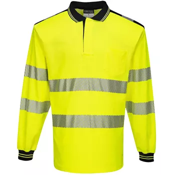 Portwest longsleeved polo shirt, Hi-vis Yellow/Black