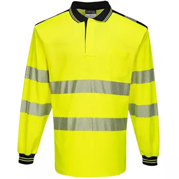 Portwest longsleeved polo shirt, Hi-vis Yellow/Black