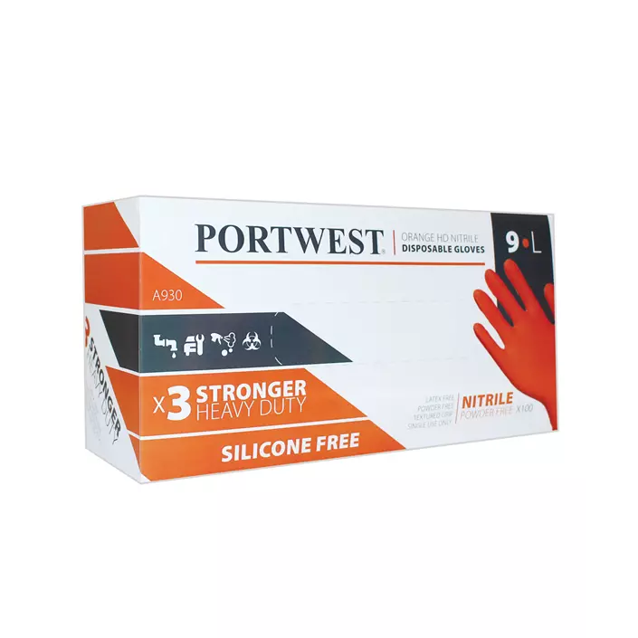 Portwest A930 HD Nitril Einweghandschuhe 100er Pack, Orange, large image number 1