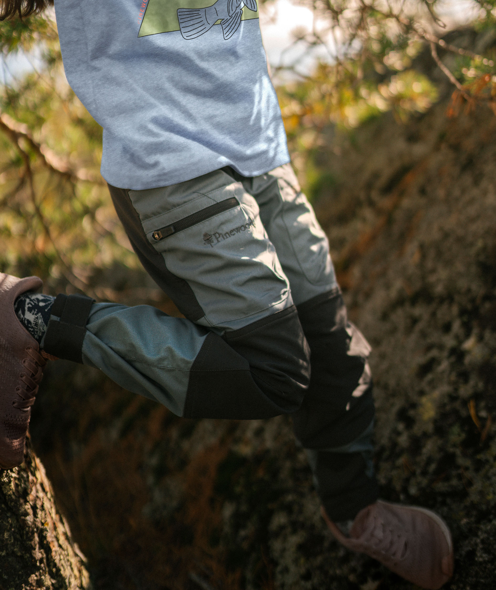 Pinewood Caribou outdoorbukser til b&oslash;rn, Storm Blue/Dark Anthracite, large image number 4