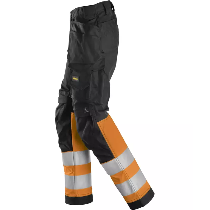 Snickers women's craftsman trousers, Black/Hi-vis Orange, large image number 3