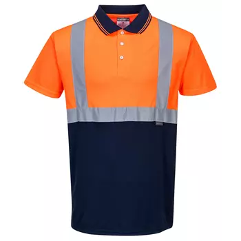 Portwest  polo T-skjorte, Hi-vis Oransje/Marineblå
