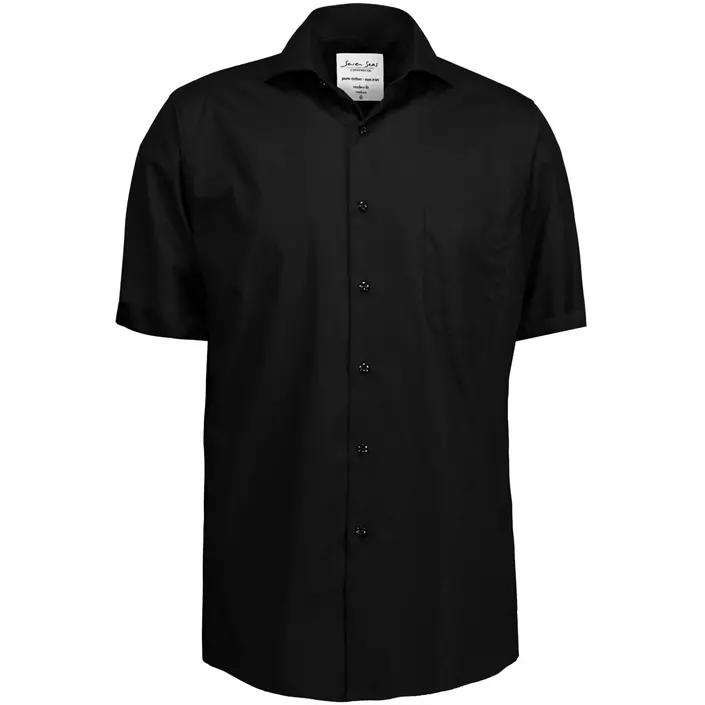 Seven Seas modern fit Poplin kortärmad skjorta, Svart, large image number 0