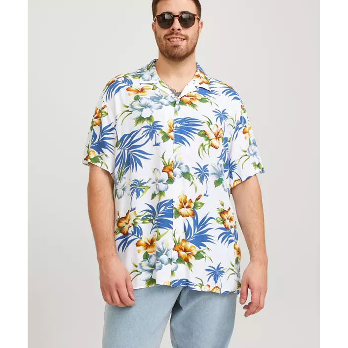 Jack & Jones Plus JJEJEFF short-sleeved Hawaii shirt, Cloud Dancer, large image number 1