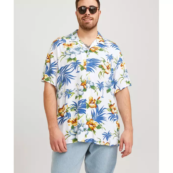Jack & Jones Plus JJEJEFF kortärmad Hawaii skjorta, Cloud Dancer, large image number 1