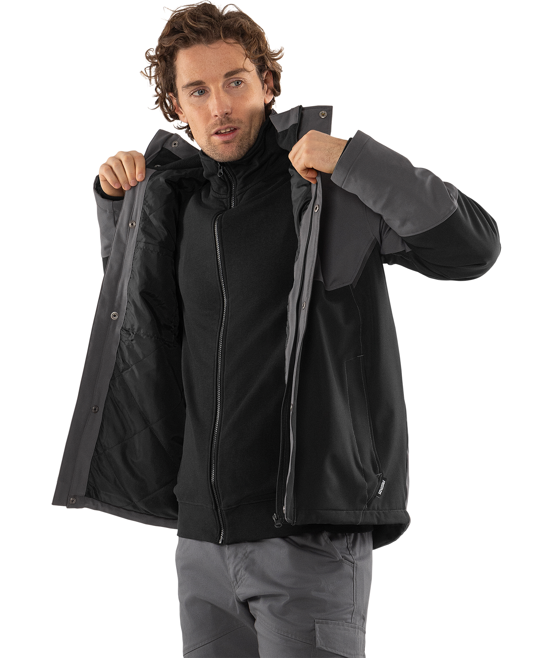 Fristads softshell vinterjacka 4931 GSW full stretch, Gr&aring;/Svart, large image number 5