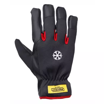 Kramp winter gloves in PU synthetic leather / spandex, Black/Red