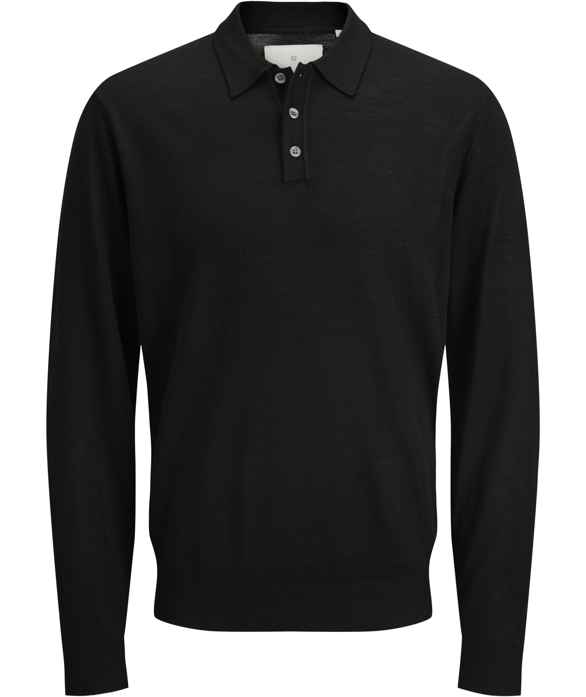 Jack & Jones Premium JPRBLAMERINO knitted polo with merino wool, Black, Black, swatch