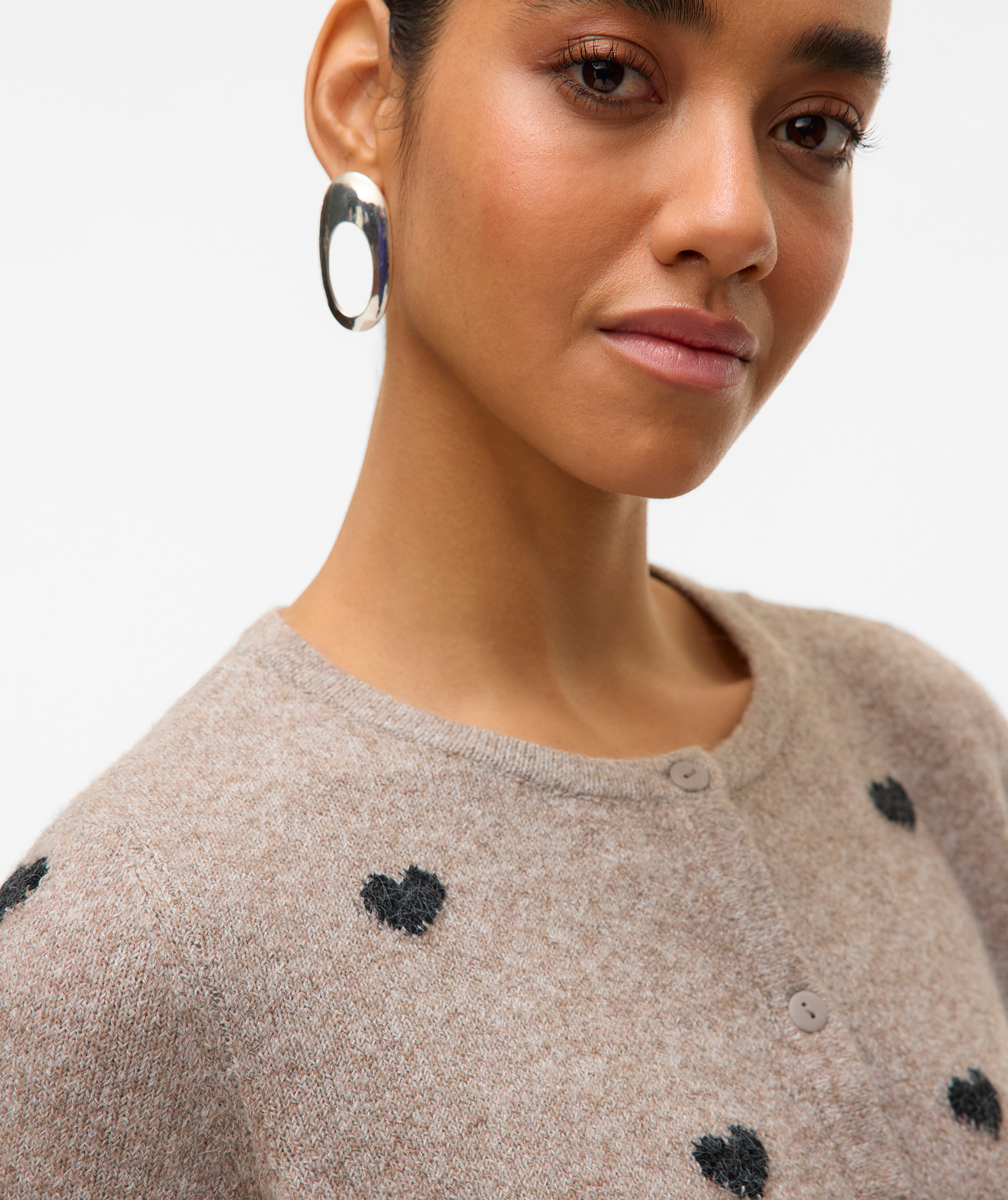 Vero Moda VMDOFFY INTARSIA kurz&auml;rmlige Damen Strickpullover, Moon Rock Melange, large image number 3