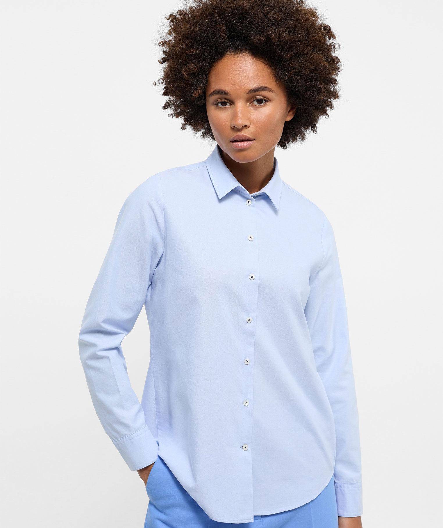 Eterna women's Regular Fit Oxford shirt, Light blue