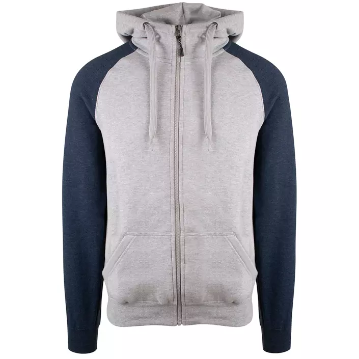 YOU Bronx Raglan hoodie med blixtlås, Gråmelerad/marinblå fläckig, large image number 0