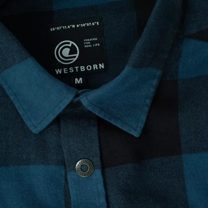 Westborn flanellskjorta, Dusty Blue/Black, large image number 4