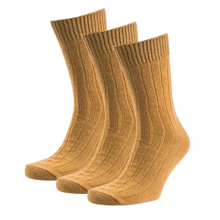 3-pack sokker med merinoull, Mustard, large image number 0