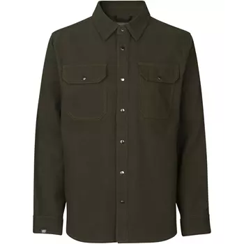 ID Modern fit langærmet flannelsskjorte, Oliven