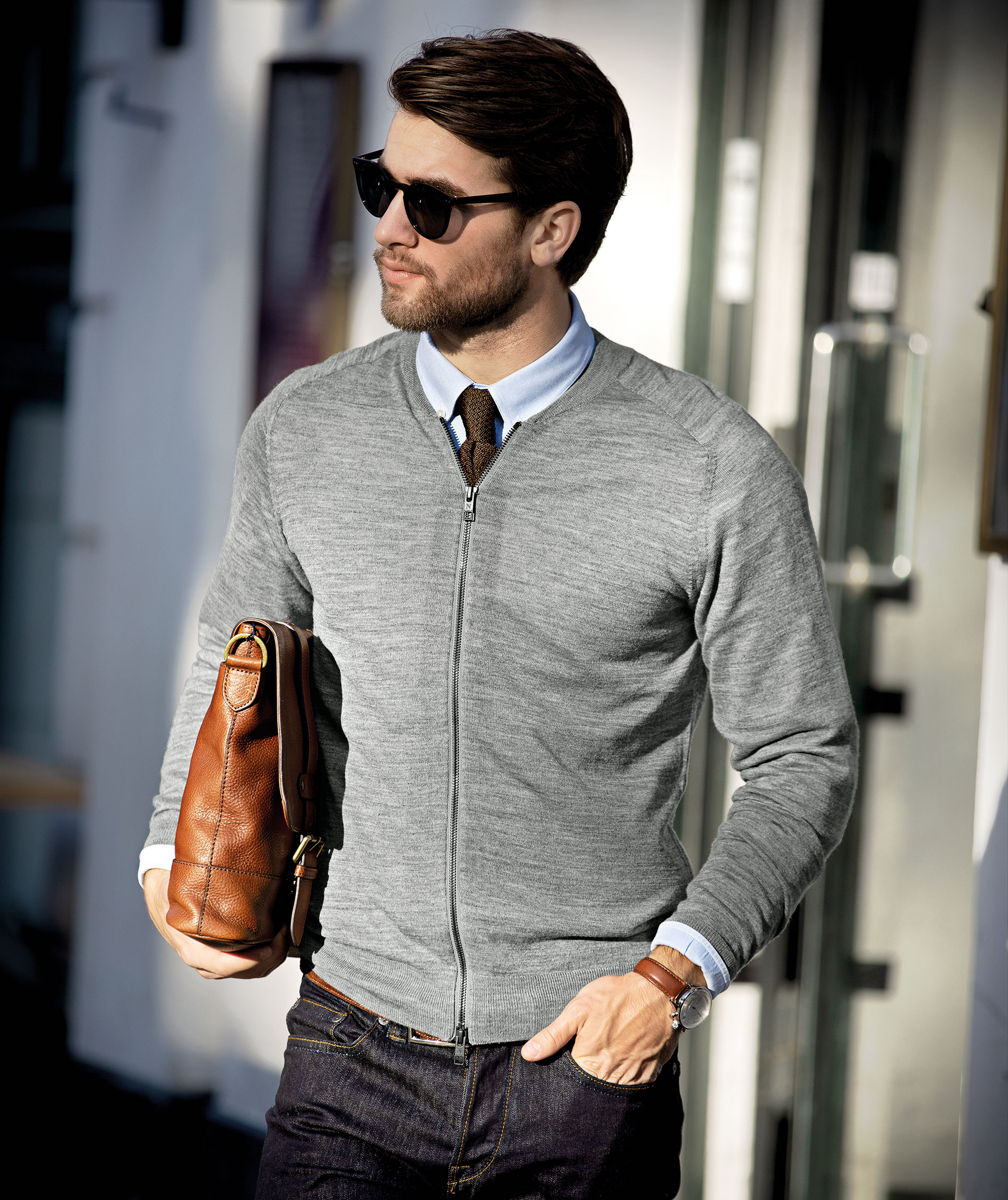 Nimbus Phoenix stickad cardigan med merinoull, Gr&aring; melange