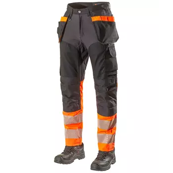 L.Brador craftsman trousers 1074PB, Black/Hi-vis Orange