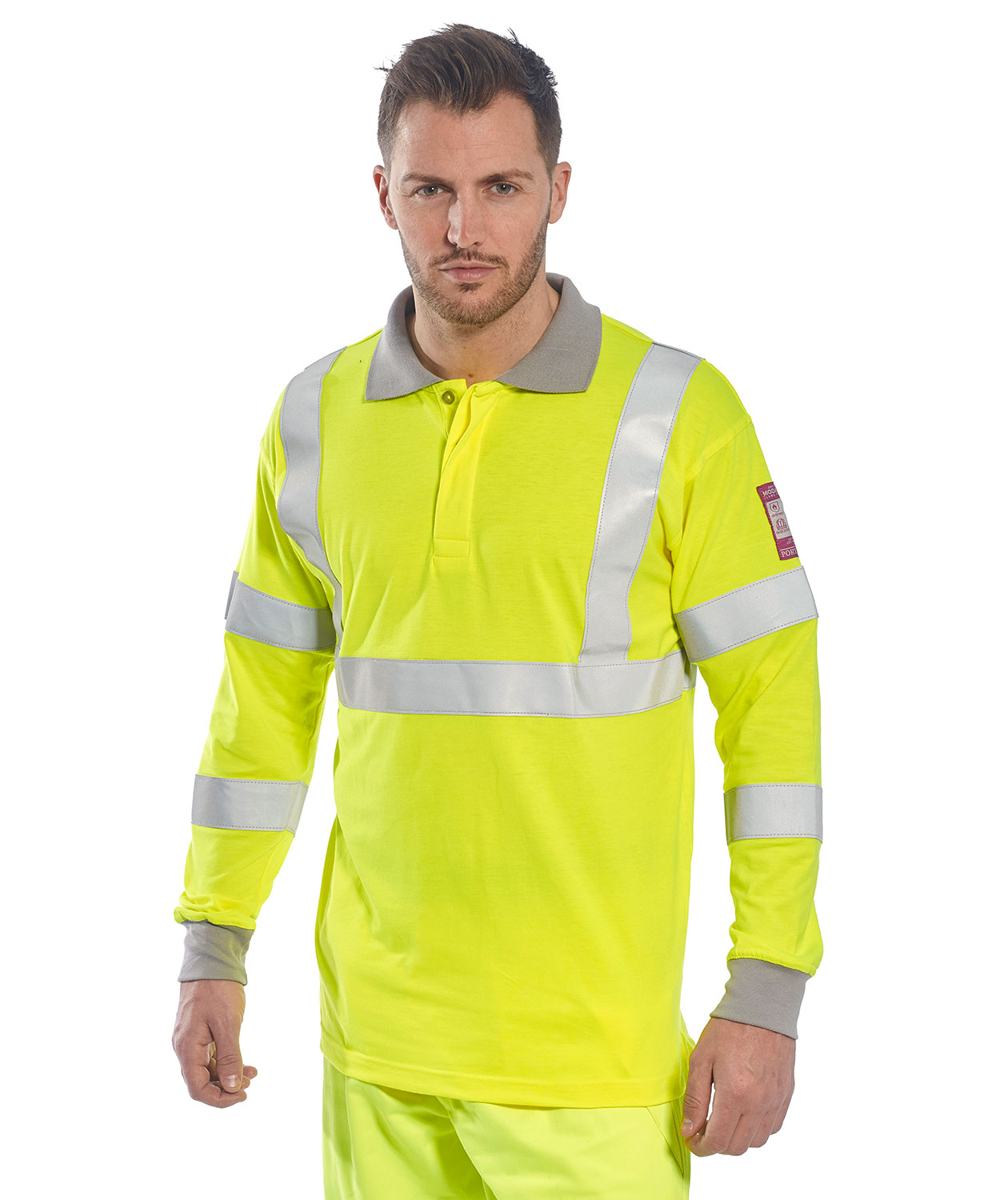 Portwest FR long-sleeved polo shirt, Hi-Vis Yellow, large image number 1