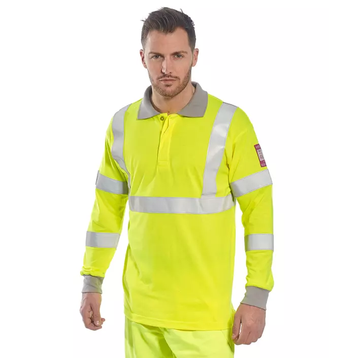 Portwest FR long-sleeved polo shirt, Hi-Vis Yellow, large image number 1