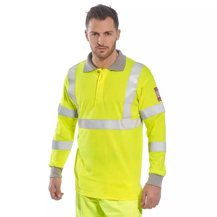 Portwest FR long-sleeved polo shirt, Hi-Vis Yellow, large image number 1