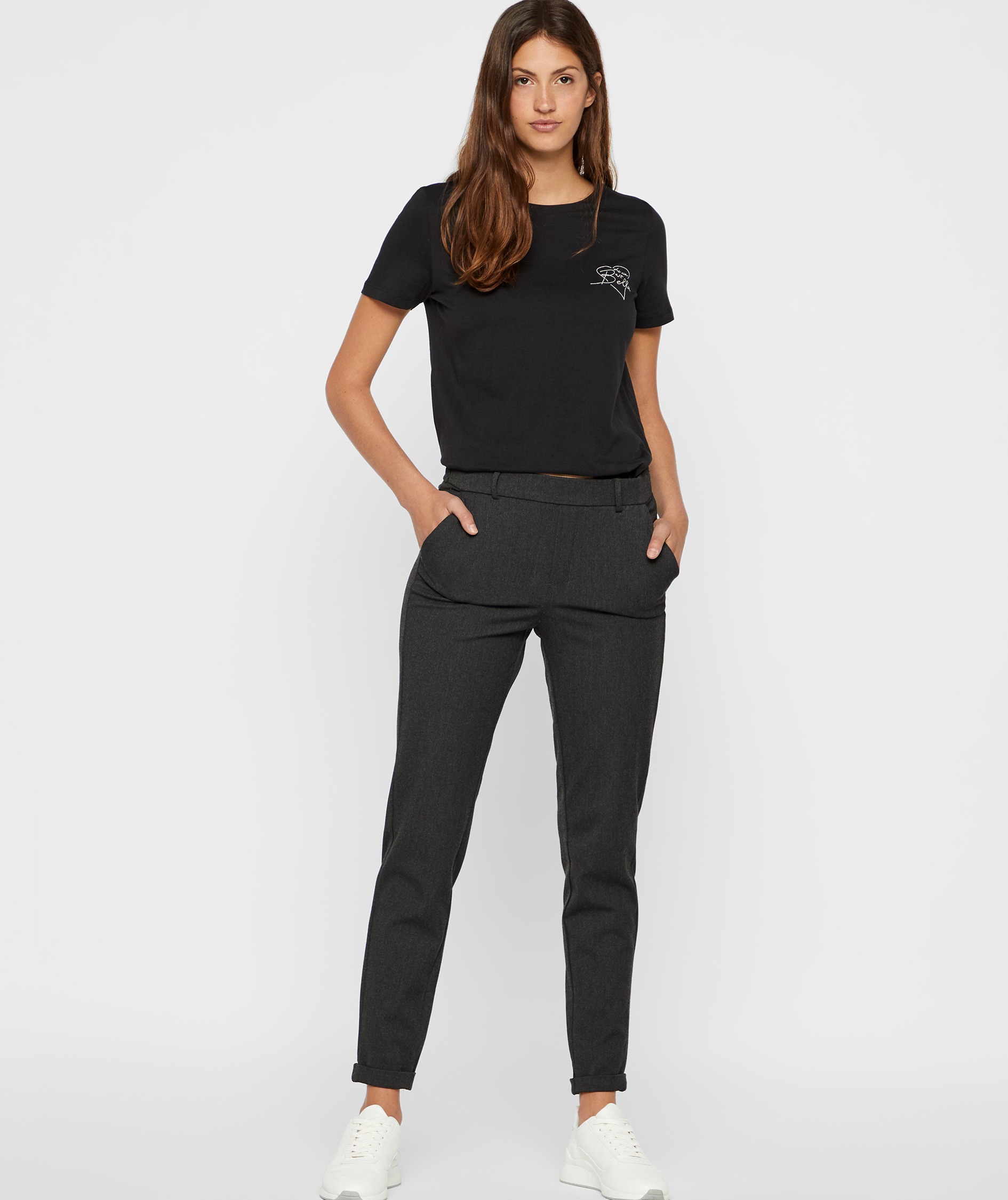 Vero Moda VMMAYA LOOSE SOLID byxa dam, Dark Grey Melange