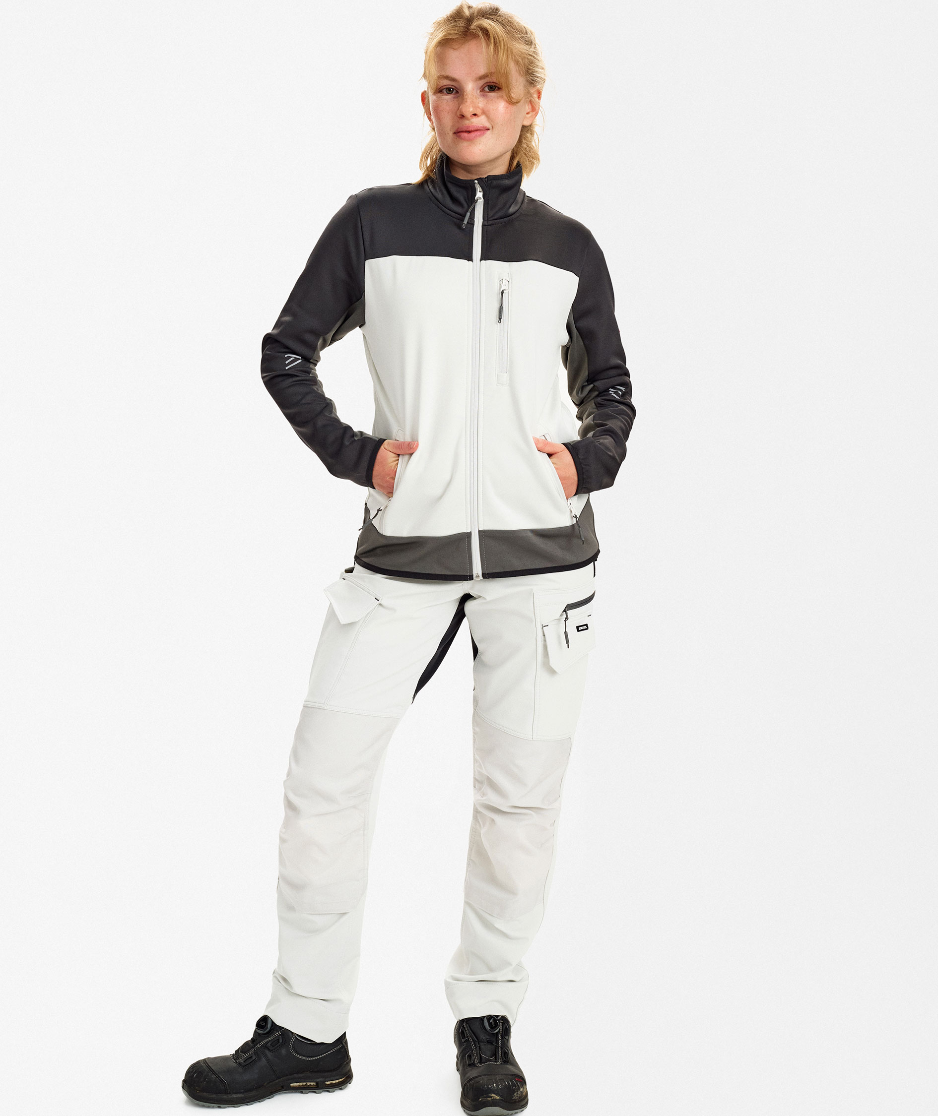 Engel Entire women's midlayer cardigan, Bone White/Anthracite Grey, large image number 2