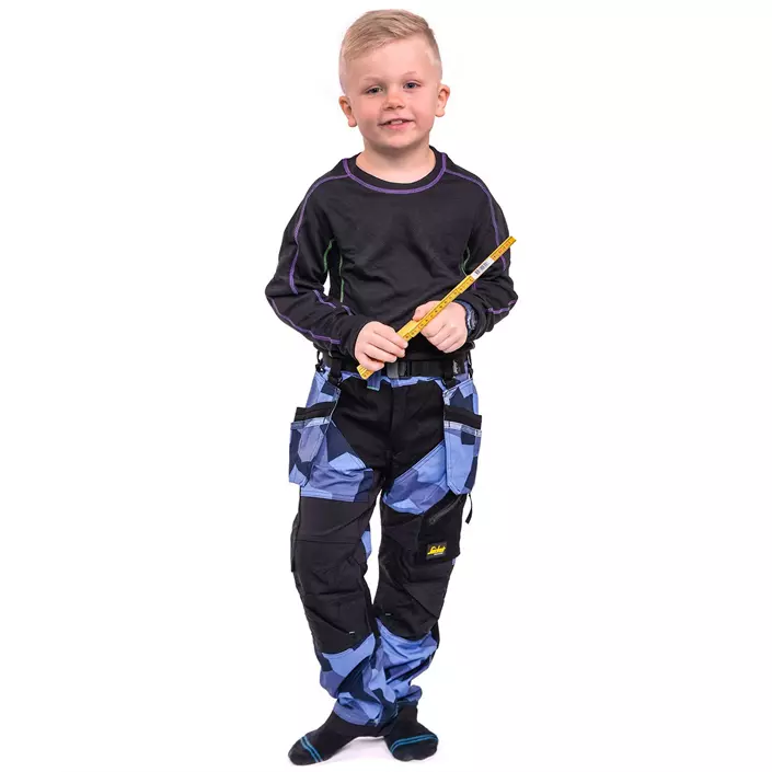 Snickers FlexiWork Junior trousers 7505, Camoflage marine/black, large image number 2