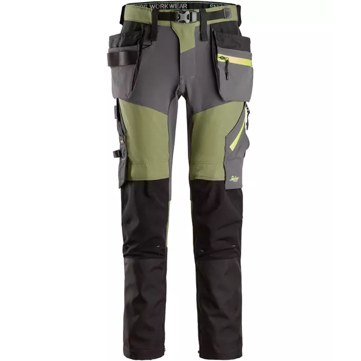 Snickers FlexiWork craftsman trousers 6940 full stretch, Khaki Green/Steel Grey, large image number 0