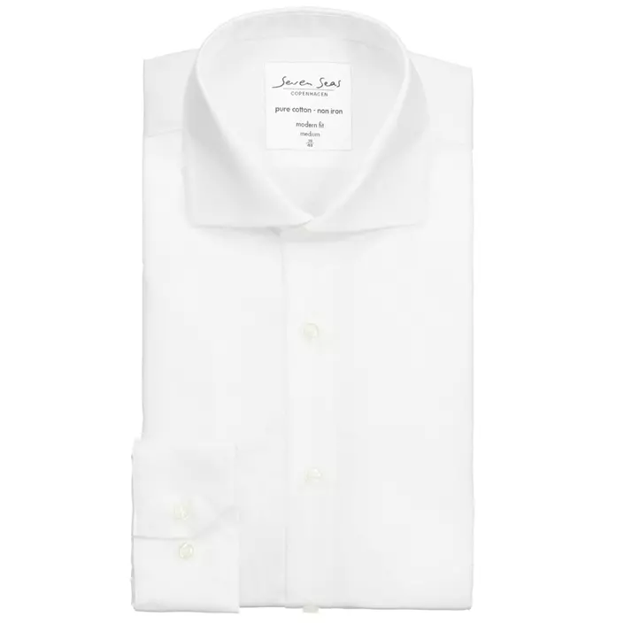 Seven Seas modern fit Fine Twill skjorta, Vit, large image number 4