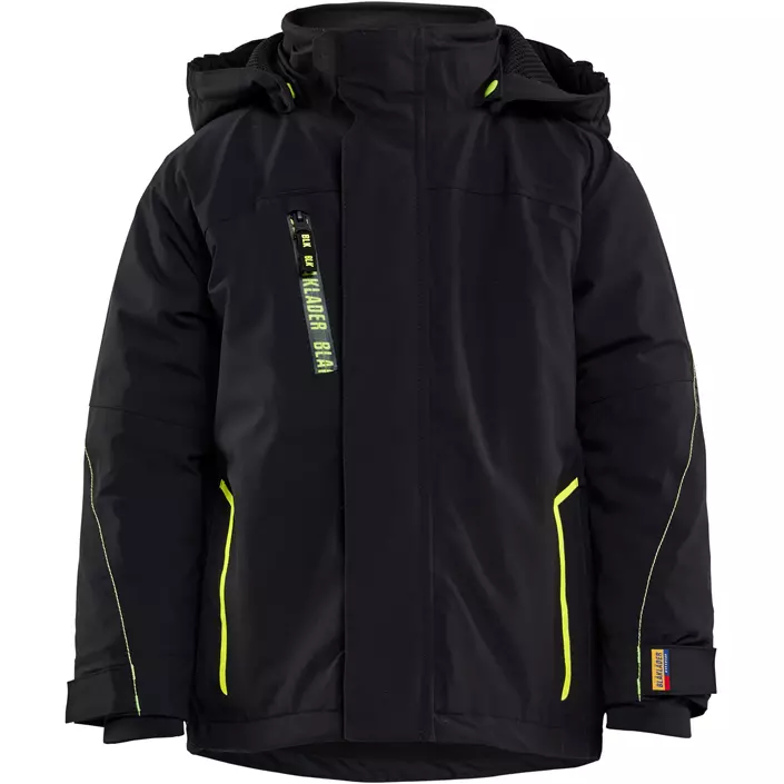 Blåkläder lättfodrad vinterjacka till barn full stretch, Svart/Varselgul, large image number 0