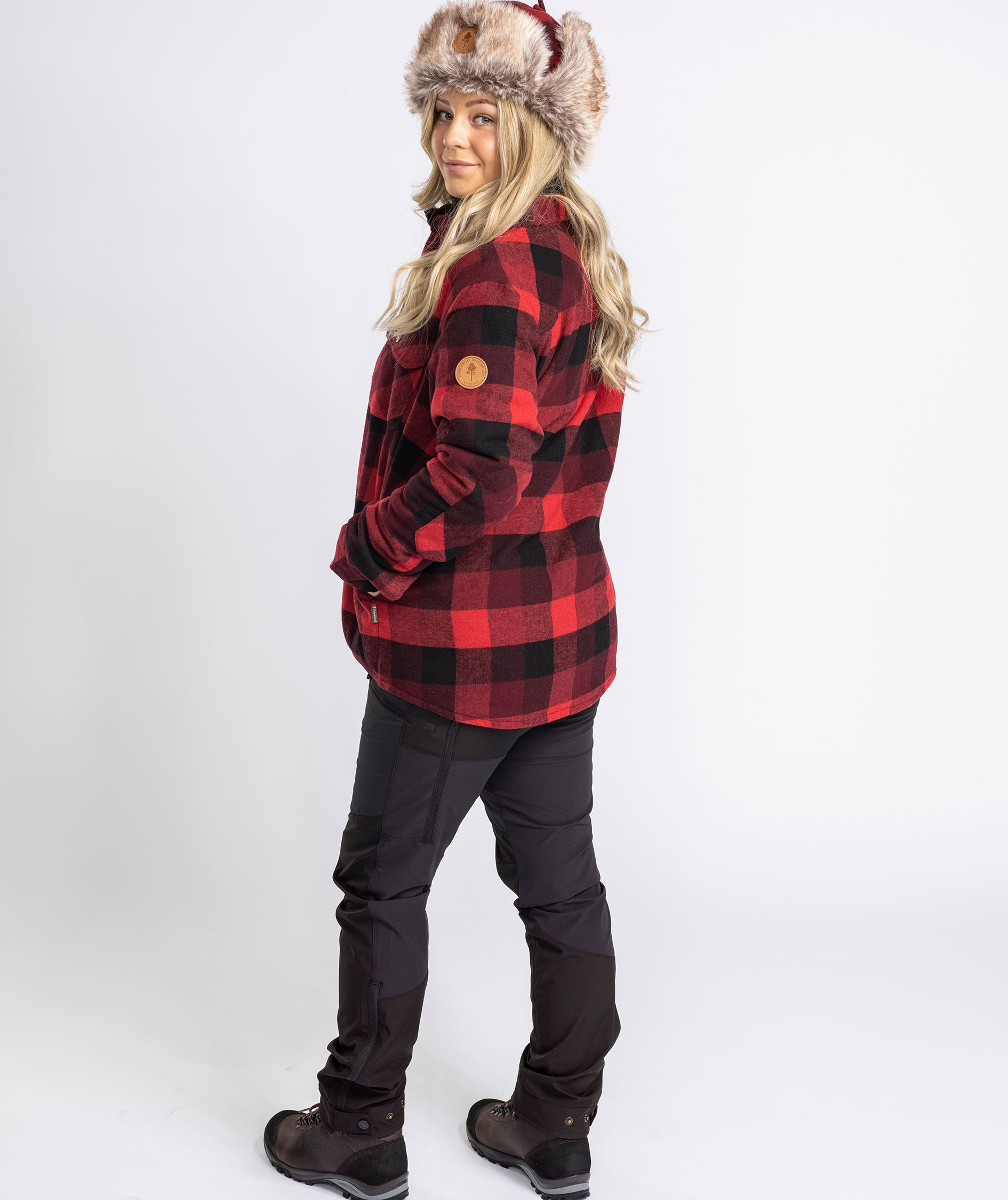 Pinewood Canada Classic 2.0 foret dame skjortejakke, Black/Red, large image number 10