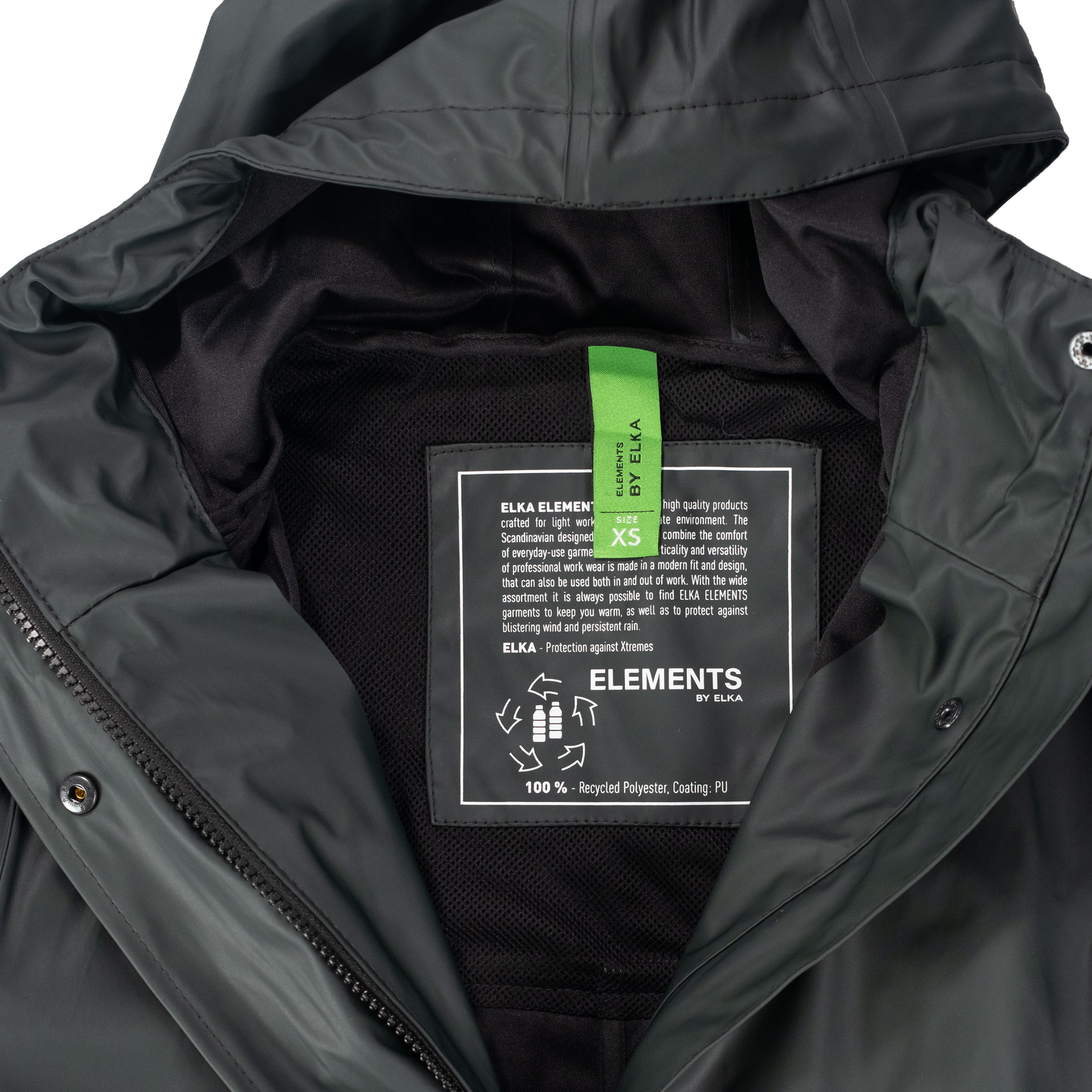 ELKA Recycled PU dame regnfrakke, M&oslash;rk salamander, large image number 4