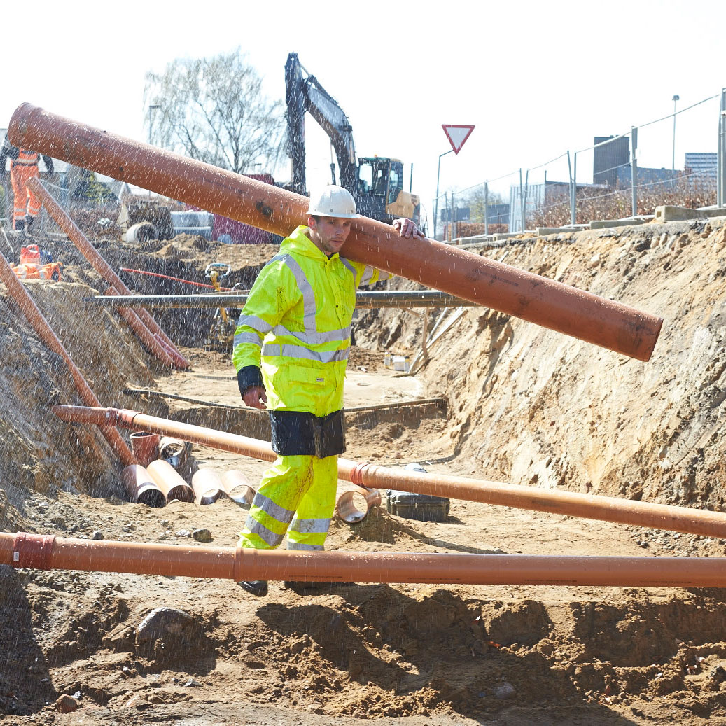 Lyngs&oslash;e PU raincoat, Hi-vis Yellow/Marine
