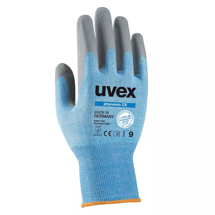 Uvex Phynomic C5 skærehæmmende handsker Cut C, Blå/Grå, large image number 0