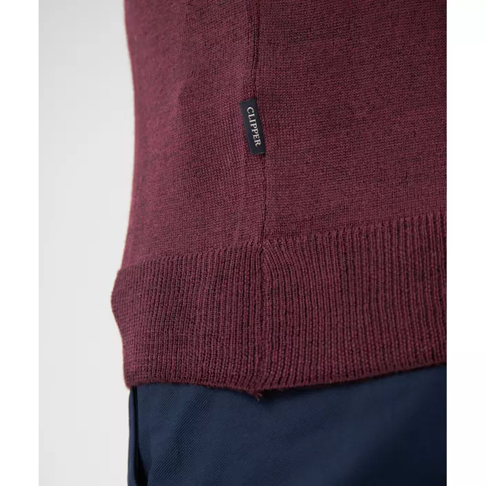 Clipper Milan stickad tröja med merinoull, Burgundy melange, large image number 5