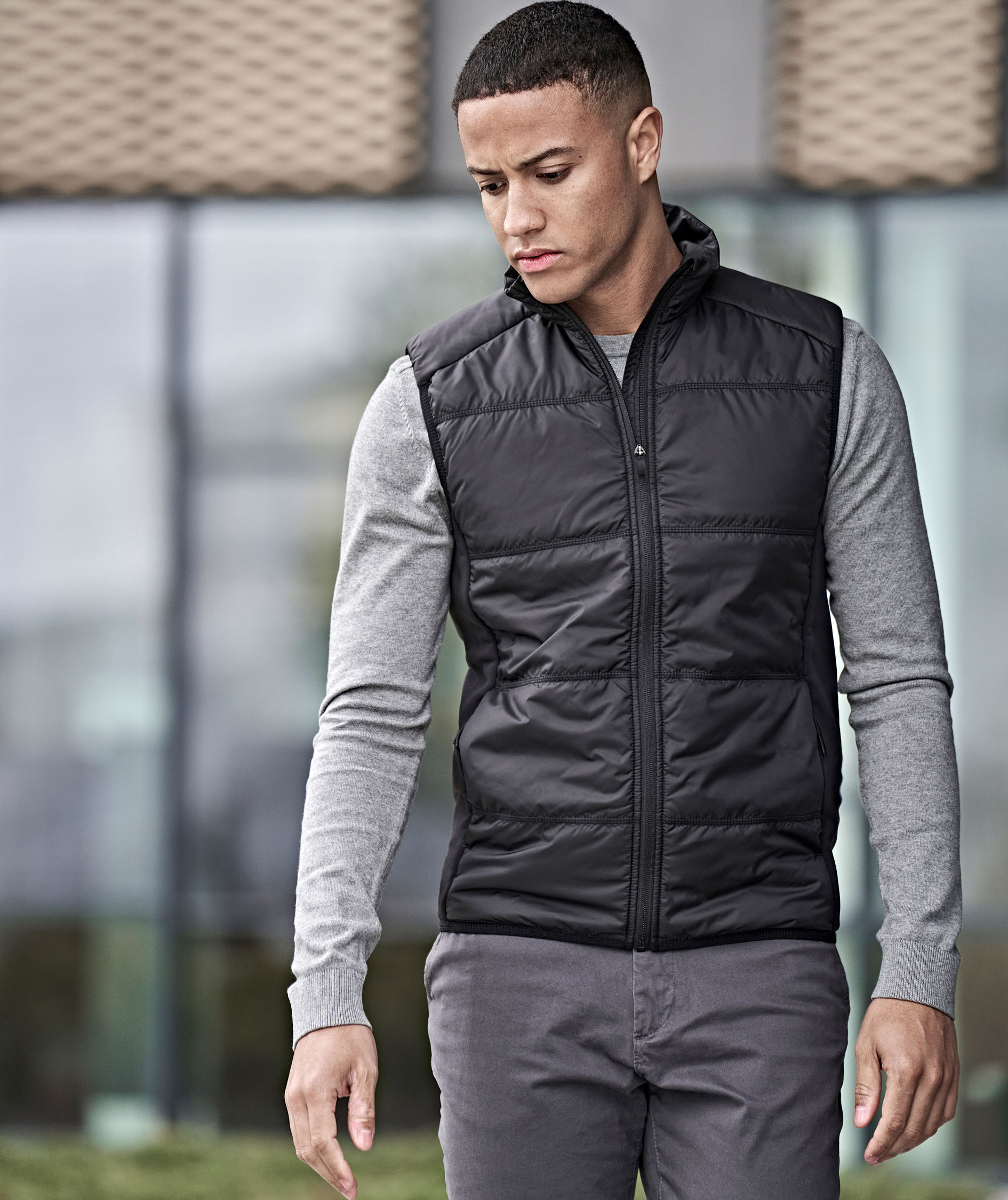 Tee Jays hybrid stretch quilted vest, Black, large image number 1