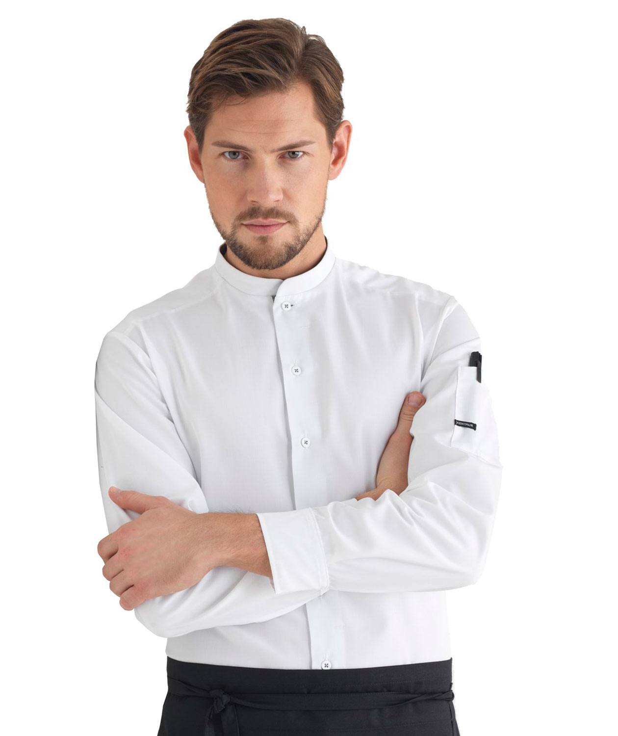 Kentaur modern fit chefs shirt/server shirt, White