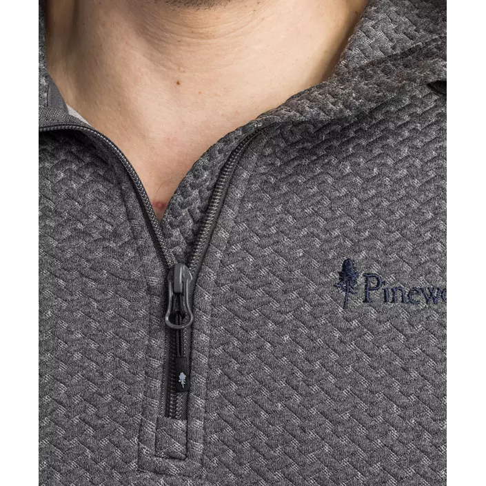 Pinewood Finnveden half-zip hættetrøje, Grey melange , large image number 5