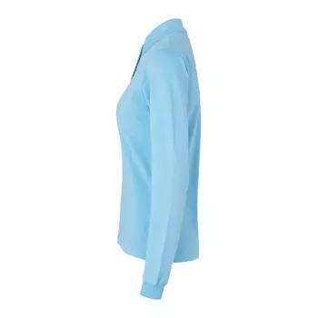 ID long-sleeved women's polo shirt with stretch, Light Blue