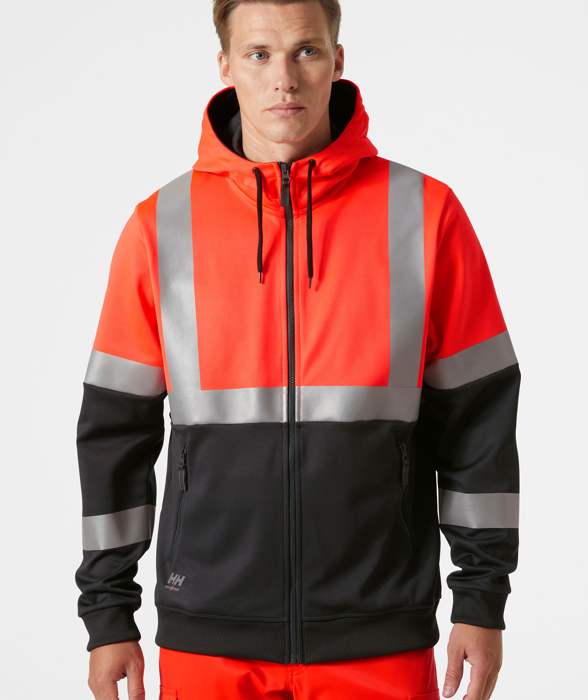 Helly Hansen Addvis hoodie with zipper, Hi-Vis Red/Ebony, large image number 1