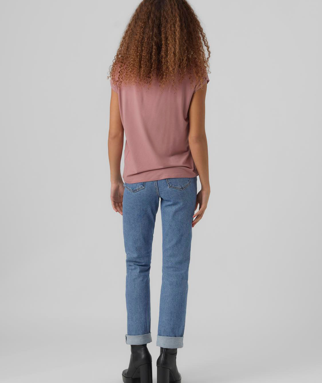 Vero Moda VMAVA PLAIN women's T-shirt, Nostalgia Rose, large image number 2