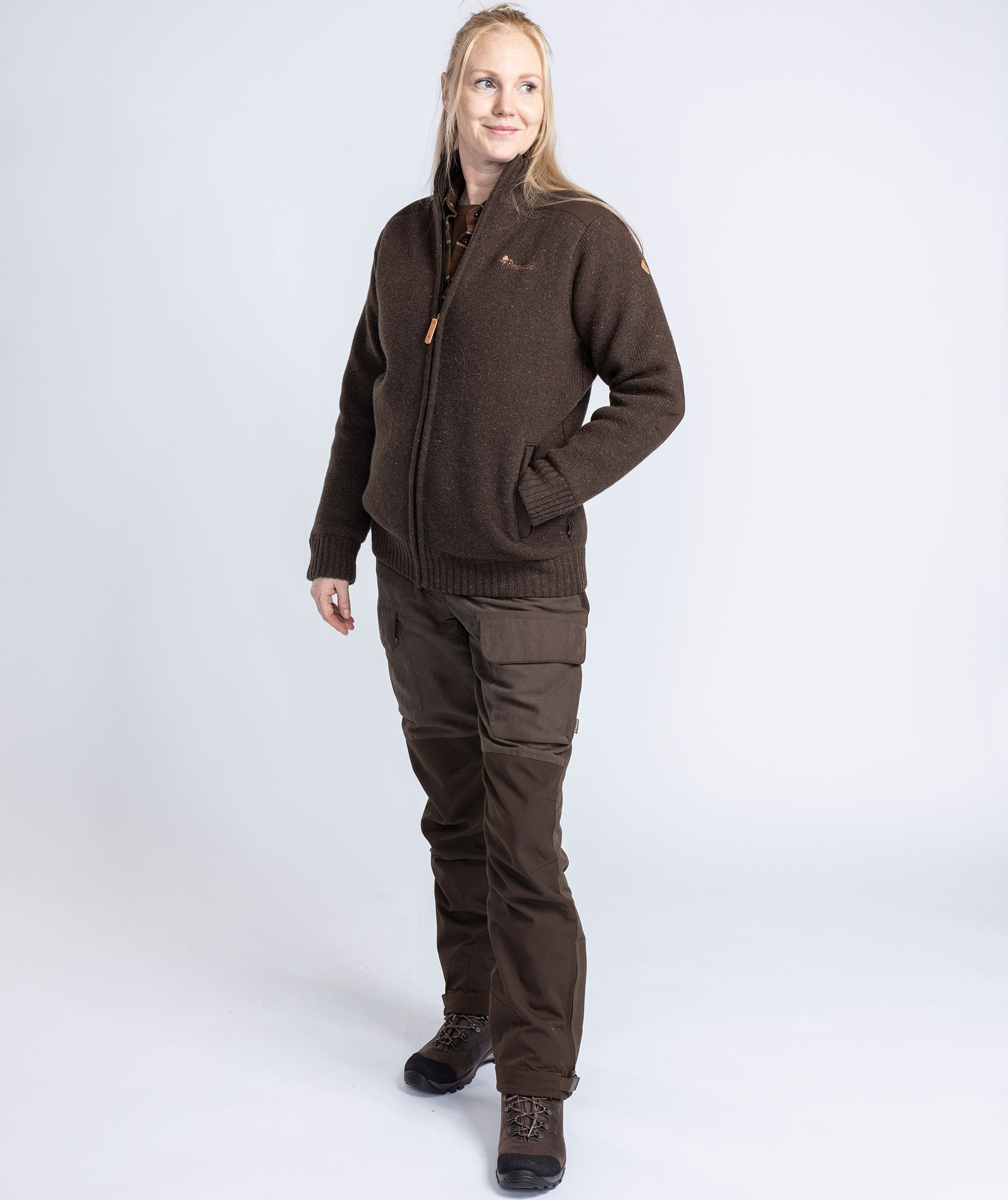 Pinewood Hurricane dame cardigan med uld, Dark brown melange, large image number 8