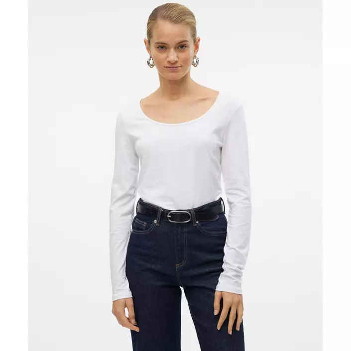 Vero Moda VMMAXI MY SOFT langermet dame T-skjorte, Bright White, large image number 1