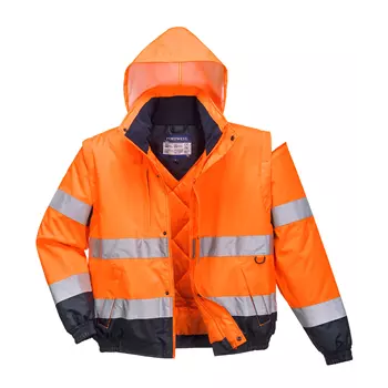 Portwest 2-in-1 pilot jacket, Hi-vis Orange/Marine