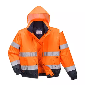 Portwest 2-in-1 pilot jacket, Hi-vis Orange/Marine