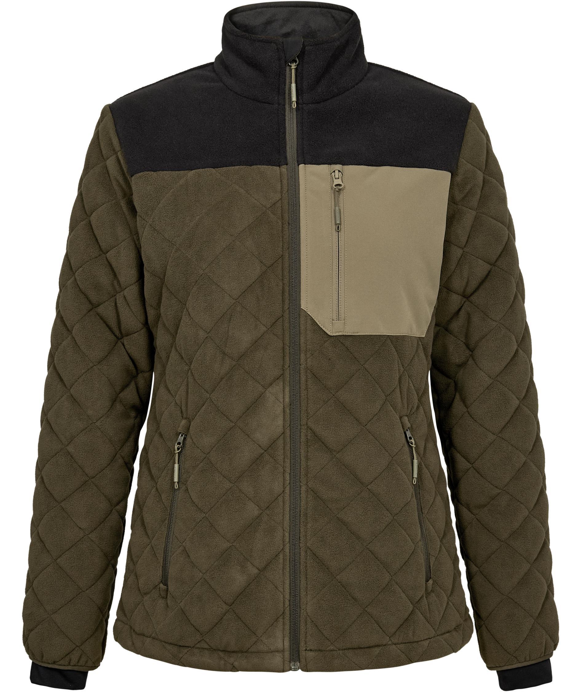 Engel Entire quilted women's fleece jacket, Forest Green/Black