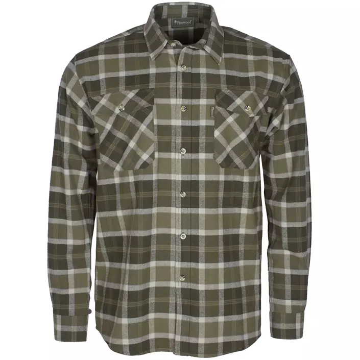 Pinewood Härjedalen regular fit flannel skovmandsskjorte, Mosgrøn/Jagt Oliven, large image number 0