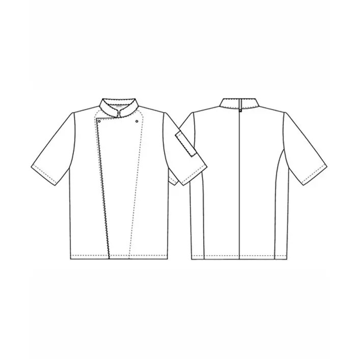 Kentaur short-sleeved chefs jacket in satin striped quality, White, large image number 2