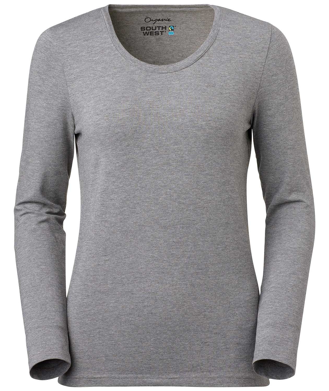 South West Lily organic long-sleeved women's T-shirt, Dark Heather Grey, Dark Heather Grey, swatch